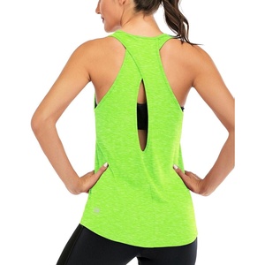 image:imageICTIVE Womens Cross Backless Workout Tops for Women Racerback Tank Tops Open Back Running Muscle Tank Yoga ShirtsNeon Green