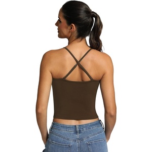 image:imageICTIVE Womens Sleeveless Racerback Tank Top Crew Neck Slim Fit Workout Casual Basic Cami ShirtsCoffee 9104