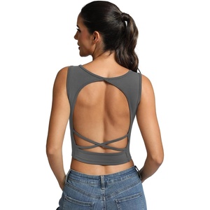 image:imageICTIVE Womens Sleeveless Racerback Tank Top Crew Neck Slim Fit Workout Casual Basic Cami ShirtsGrey 9076