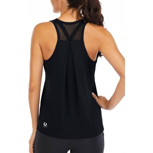 image:imageICTIVE Workout Tops for Women Loose Fit Racerback Mesh Backless Muscle Tank Running ShirtsBlack