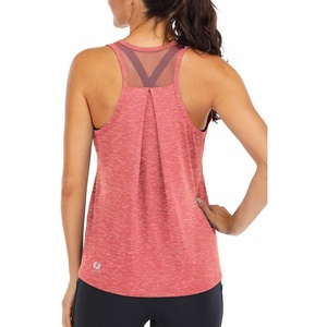image:imageICTIVE Workout Tops for Women Loose Fit Racerback Mesh Backless Muscle Tank Running ShirtsCoral