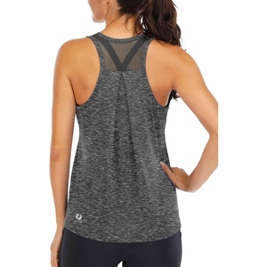 image:imageICTIVE Workout Tops for Women Loose Fit Racerback Mesh Backless Muscle Tank Running ShirtsDark Gray